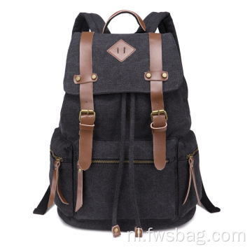 2022 Nieuwste Engelse stijl Canvas Black Vintage Retro College School Backpack Bag voor mannen vrouwen